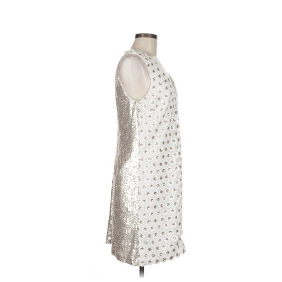 NEW Laundry Shelli Segal Sequin Florette Shift Dress 6 White Champagne Sequin - Picture 4 of 8
